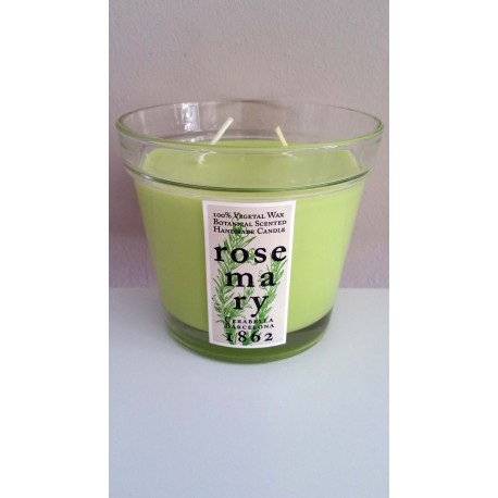 Vela Perfumada en Vaso de Cristal con forma de Maceta (Romero)