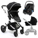 Cochecito Trío Premium Negro con grupo 0 Recaro Privia de Baby Monsters