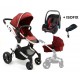 Cochecito Trío Premium Burdeos con grupo 0 Recaro Privia + Isofix de Baby Monsters