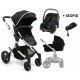Cochecito Trío Premium Negro con grupo 0 Recaro Privia + Isofix de Baby Monsters
