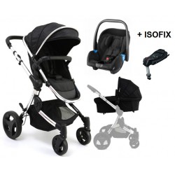 Cochecito Trío Premium Negro con grupo 0 Recaro Privia + Isofix de Baby Monsters