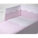 Pack edredón y protector de cuna, est. corazones y ondas rosa de Disbebe
