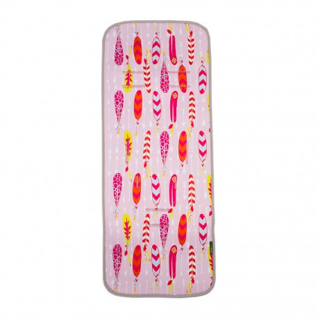 Colchoneta universal para silla de paseo recta Plumas rosas de Kiwisac