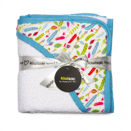 Capa de baño de rizo modelo Plumas de colores de Kiwisac