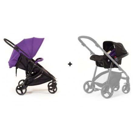 Dúo silla de paseo Compact + grupo 0 + set vestidura color Morado de Baby Monsters