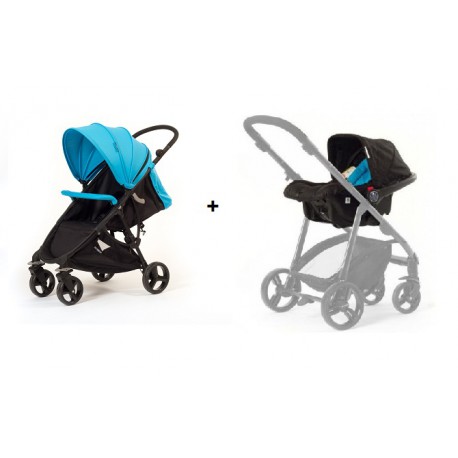 Dúo silla de paseo Compact + grupo 0 + set vestidura color Turquesa de Baby Monsters