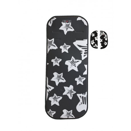 Colchoneta universal para silla de paseo Estrellas Negras de Tris&Ton