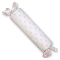 Cojín anti-vuelco forma de caramelo blanco topos rosas de Gamberritos