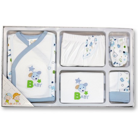 Set textil de regalo nacimiento de 5 piezas azul de Gamberritos