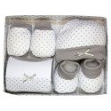 Set textil de regalo nacimiento de 4 piezas gris de Gamberritos
