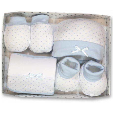 Set textil de regalo nacimiento de 4 piezas azul de Gamberritos