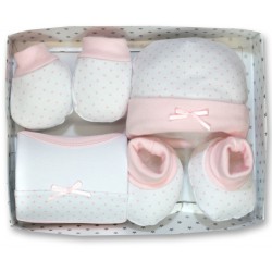 Set textil de regalo nacimiento de 4 piezas rosa de Gamberritos