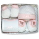 Set textil de regalo nacimiento de 4 piezas rosa de Gamberritos