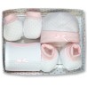 Set textil de regalo nacimiento de 4 piezas rosa de Gamberritos