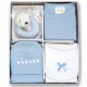 Set textil de regalo nacimiento de 3 piezas + juguete azul de Gamberritos
