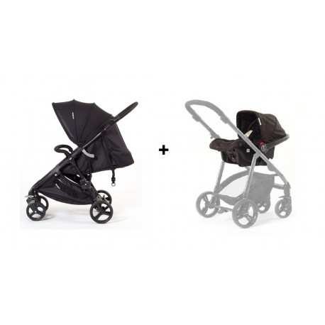 Dúo silla de paseo Compact + grupo 0 + set vestidura color Negro de Baby Monsters