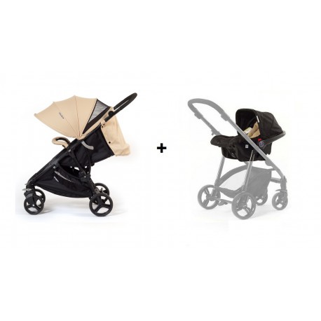 Dúo silla de paseo Compact + grupo 0 + set vestidura color Arena de Baby Monsters